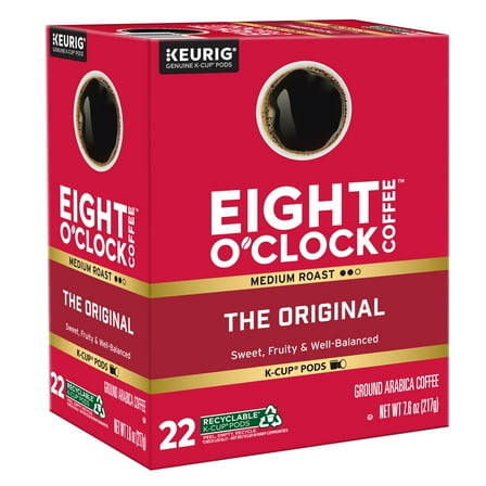 Eight O'Clock Original, Medium Roast Coffee, Keurig K-Cup Single Serve Coffee Pods, 22 Count