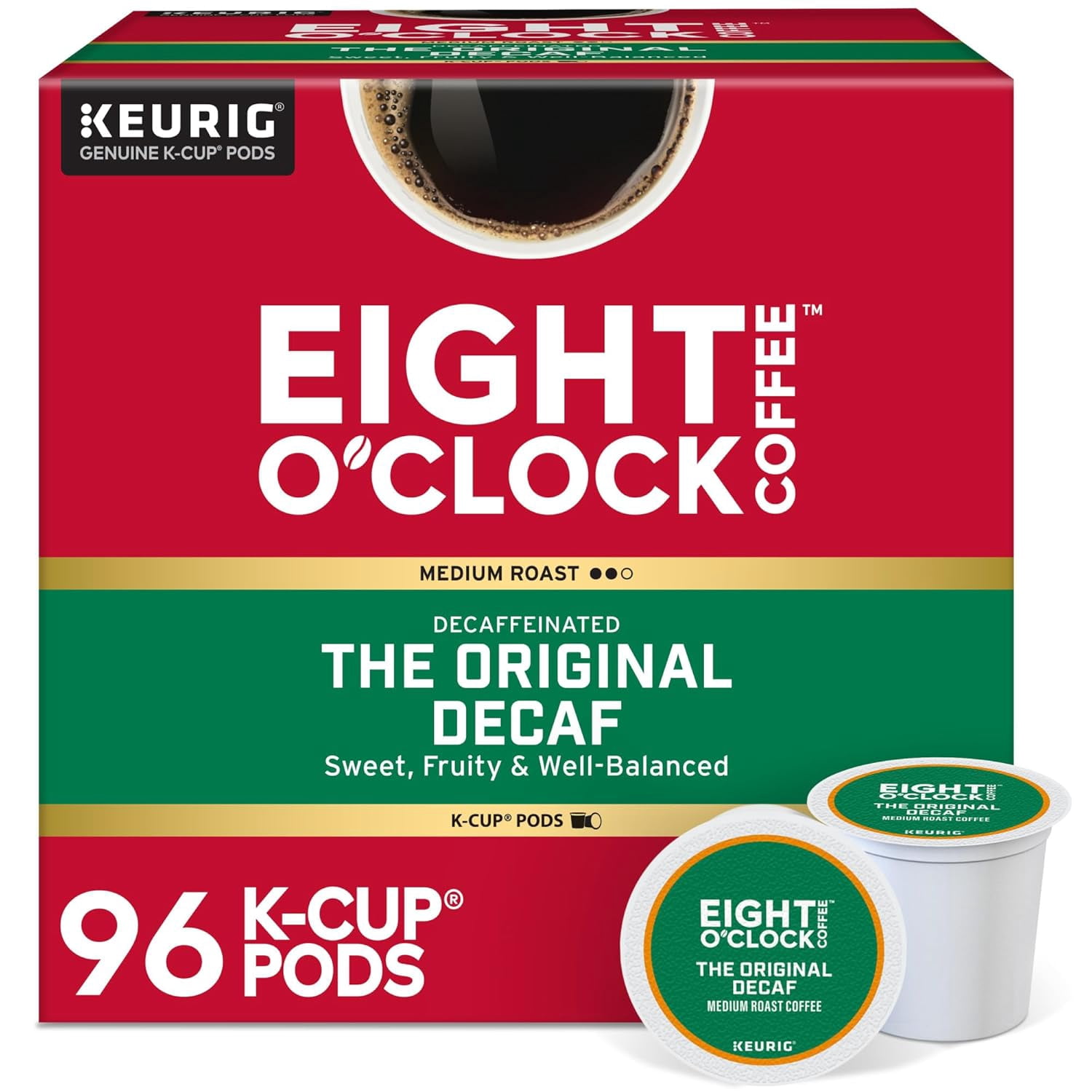 Eight O'Clock Coffee The Original Decaf K Cup Pods Medium Roast 96 Count 3 boxes of  32ct