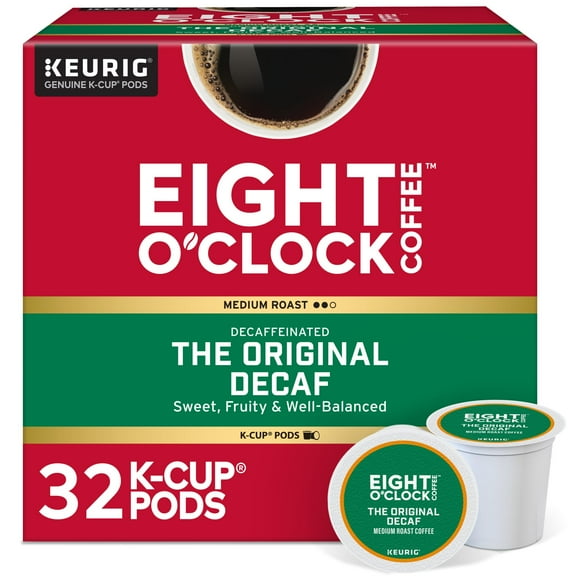 Eight O'Clock Coffee The Original Decaf, SMRSingle-Serve Keurig K-Cup Pods, Medium Roast Coffee Pods, 1 Count (Pack of 32)