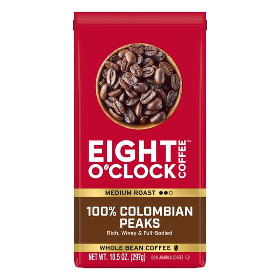Eight O'Clock Coffee Colombian Whole Bean Medium Roast 100% Colombian Coffee 10.5 oz