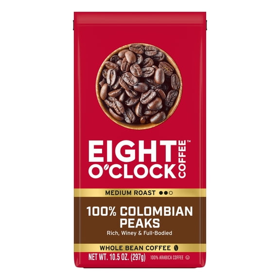 Eight O'Clock Coffee Colombian Whole Bean Medium Roast 100% Colombian Coffee 10.5 oz