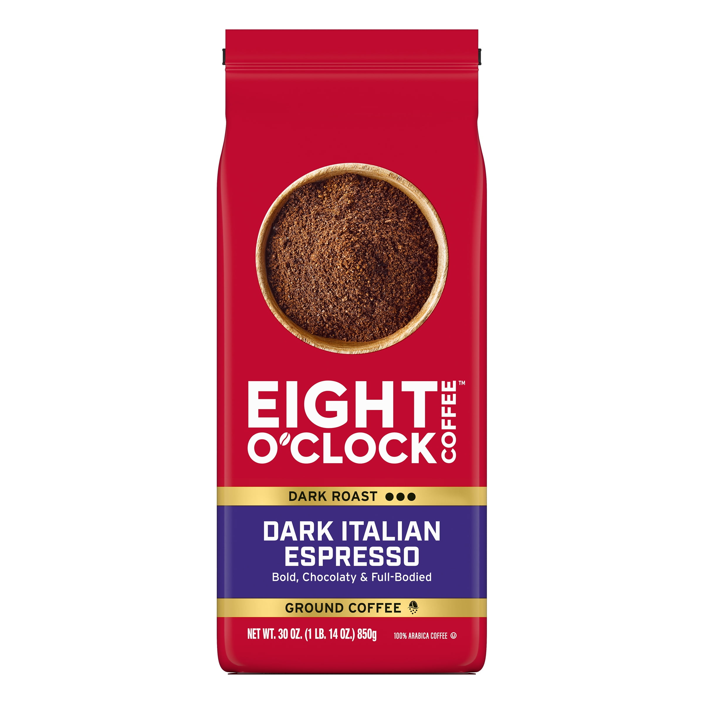 Eight O'Clock Dark Italian Espresso, Dark Roast, Ground Coffee 30oz