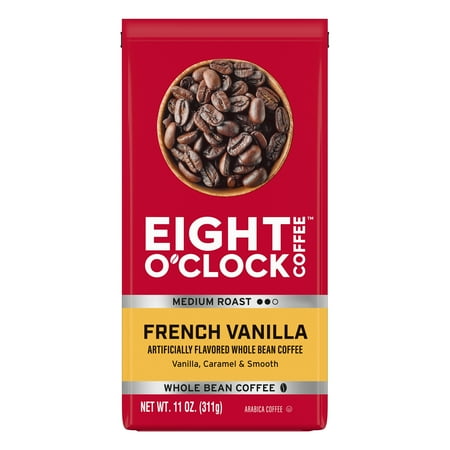 Eight O'Clock Coffee Medium Roast Whole Bean 100% Arabica French Vanilla Coffee 11 oz