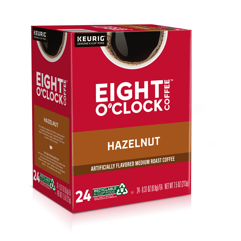 Eight O'Clock Hazelnut Coffee Pods, Medium Roast, 24 Count, 100