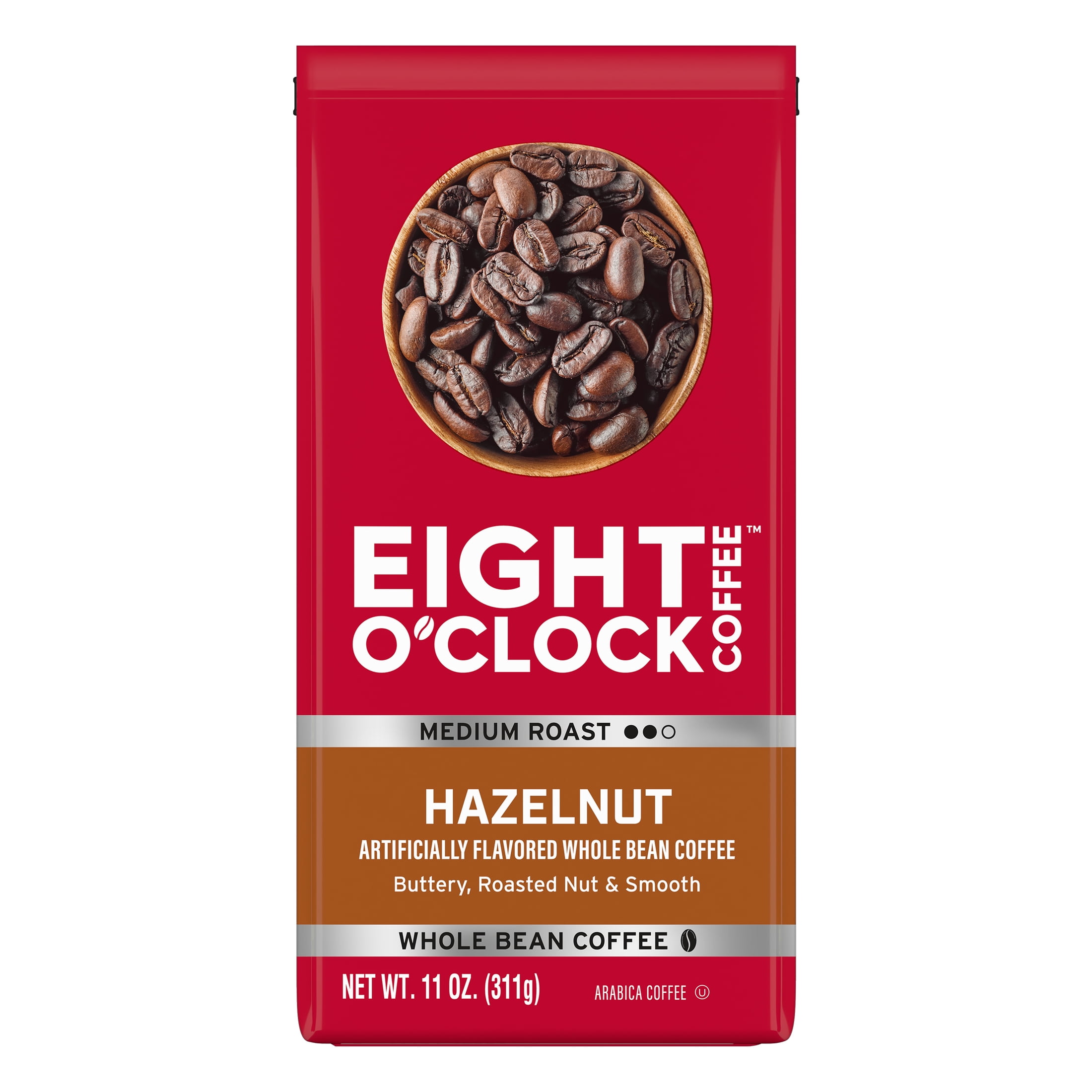Eight O'Clock Coffee Medium Roast Whole Bean Arabica Hazelnut Coffee 11 oz