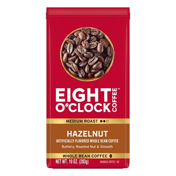 Eight O'Clock Coffee Hazelnut Whole Bean Medium Roast Arabica Coffee 10 oz