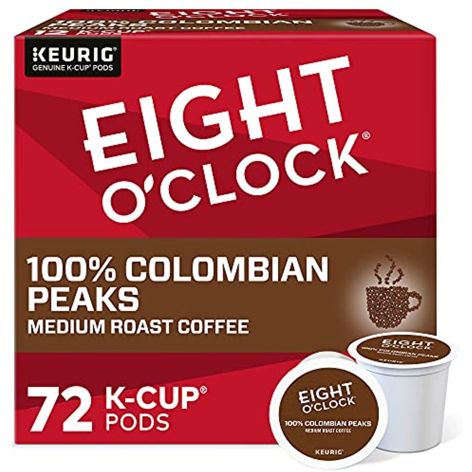 Eight O'Clock Cofee Colombian Peaks, Single Serve 72 K-Cup Pods