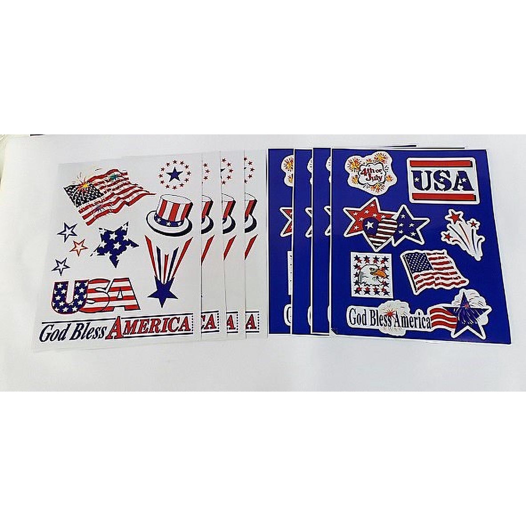 Whaline Patriotic Window Gel Clings - 7 Sheets Of Reusable USA Flag & Stars Stickers For 4th Of July, Independence Day Home & Office Decor