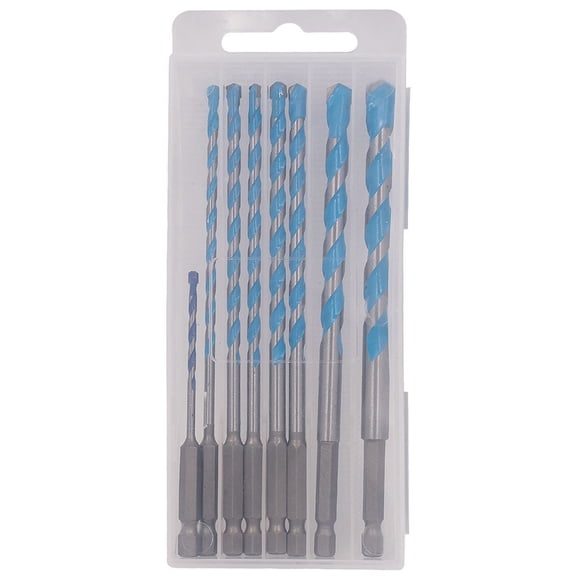 Eight-Piece Extended Drill Bit Set For Concrete, Brick, For Tile, Wood And Metal For Carbide Tips, Hex Shank For And Rotary Drilling, Precision Alloy Bits 6Mm