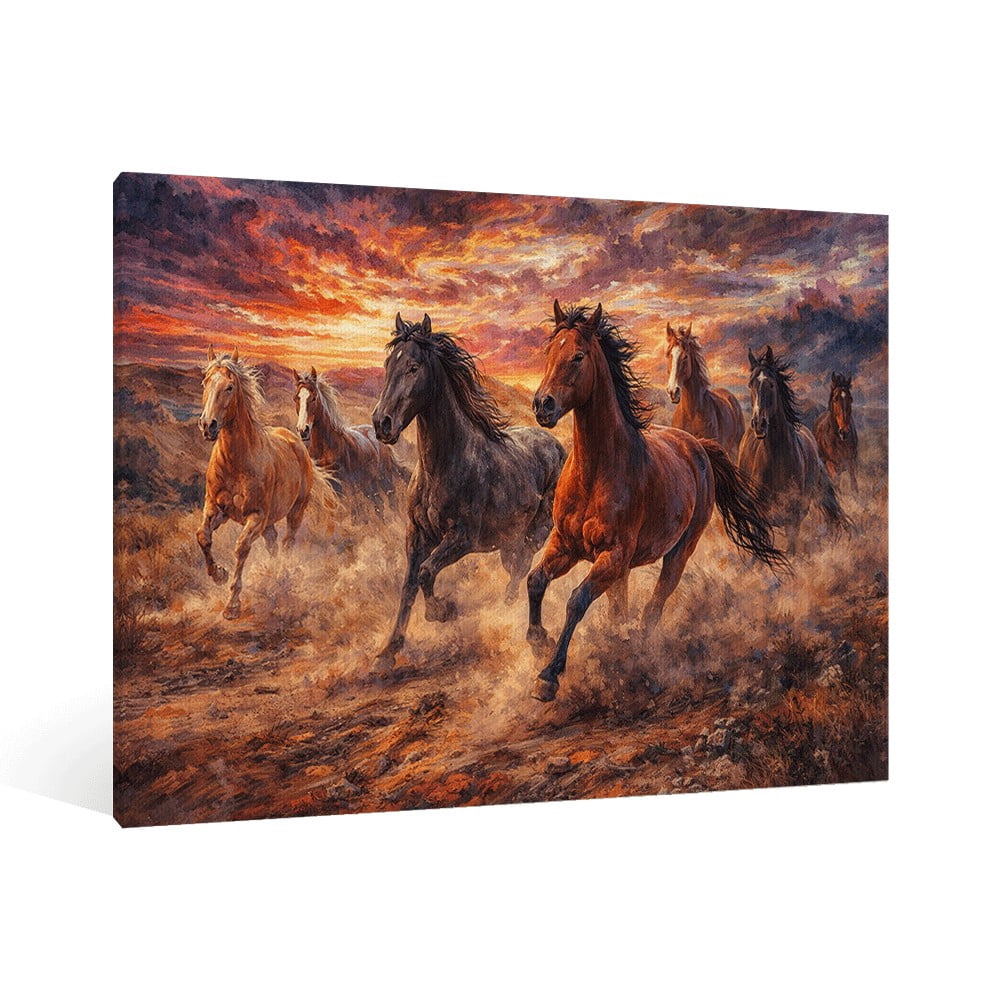 Eight Running Horses Oil Painting Unframed Wall Art Modern Living ...