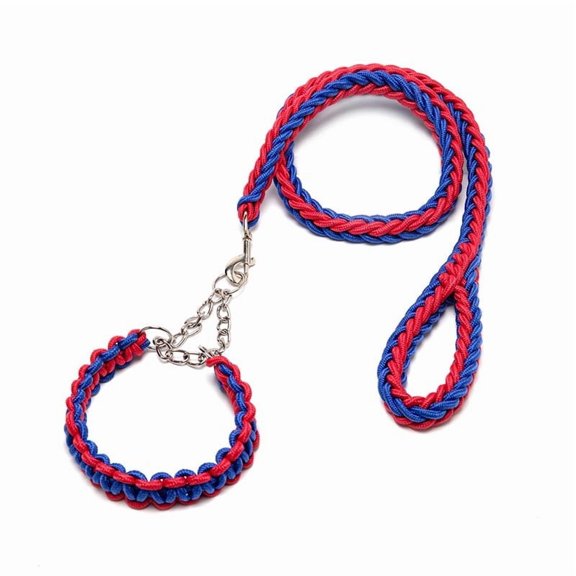 Eight strand nylon woven dog collar leash set anti burst p chain for small medium large dogs daily walking