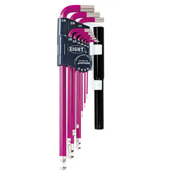 Eight Tool TEL-S9NPPU Taper Head Hex Key Set of 9 Pcs. Includes Cheater Bar