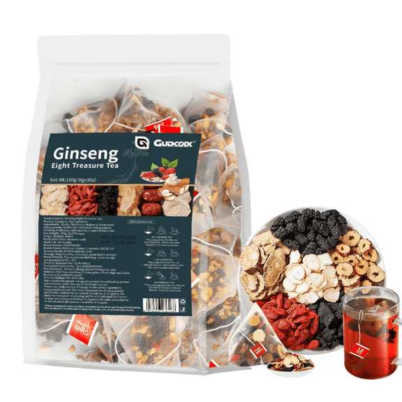 Eight Treasure Herbal Tea – Ginseng Goji Berry Blend, Traditional Wellness Tea, Daily Energy & Balance Support, Pack (30 sachets)
