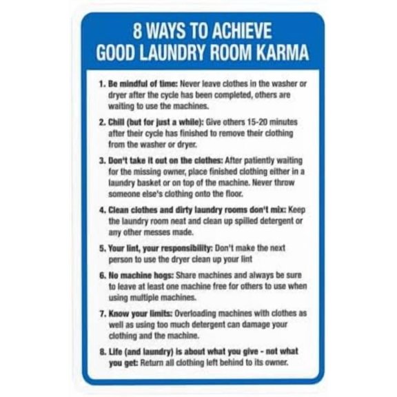 Eight Ways To Achieve Good Laundry Room Karma Warning Sign, Room Security Metal Signs for Busines Home Outdoor Indoor Road Yard Garage Street Wall Caution Decor 8 x 12 Inch