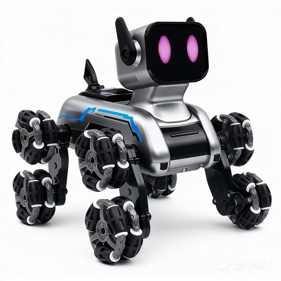 Eight-Wheeled Gesture Sensing Remote Control Robot Dog for Interactive Play and Music—Smart Robotic Pet Toy for Entertainment and Education