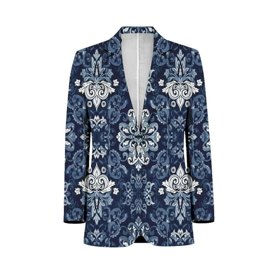 Here'S An Eight-Word Description Of The ImageBlue Intricate Damask Repeating Pattern Mens Suits Shawl Collar Slim Fit Suit Mens Groom Jacket Tuxedos for Wedding Dress Evening