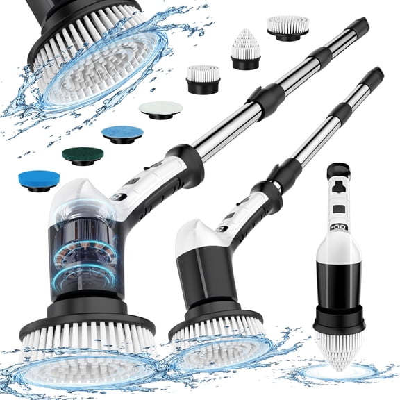 TiKenso Electric Rotating Cleaning Brush, 8 Brush Heads,suitable for bathroom tiles and bathtubs