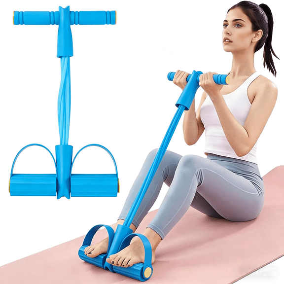 Eight-tube multi-functional foot pedal resistance band, equipped with sweat-absorbing and non-slip handles and non-slip foot pedals, suitable for shaping exercises of the abdomen, legs, arms, and bac