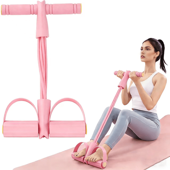 Eight-tube multi-functional foot pedal resistance band, equipped with sweat-absorbing and non-slip handles and non-slip foot pedals, suitable for shaping exercises of the abdomen, legs, arms, and bac