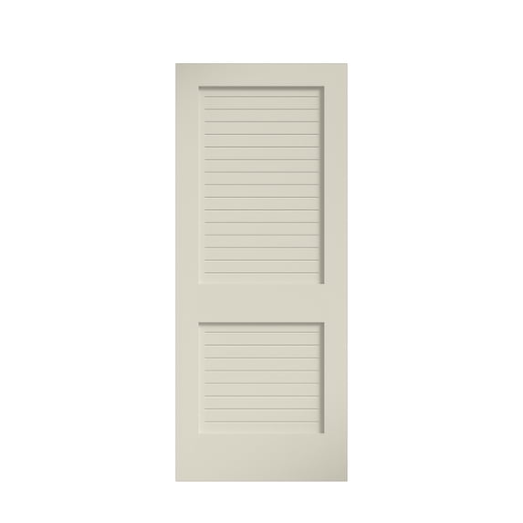 EightDoors 80" x 24" x 1-3/8" 2-Panel Flat Louver White Prefinished Solid Wood Core Interior Slab Door
