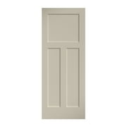 EightDoors 80" x 24" x 1-3/8" 3-Panel Craftsman Shaker White Primed Solid Wood Core Interior Slab Door