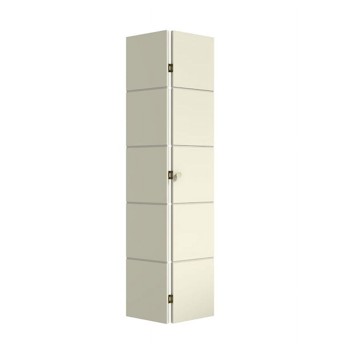 EightDoors 80" x 24" x 1-3/8" Contemporary U-Grooved Design (Atlanta) White Finished Solid Composite Core Bi-Fold Door