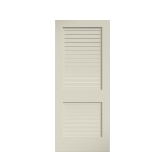 EightDoors 80" x 30" x 1-3/8" 2-Panel Flat Louver White Prefinished Solid Wood Core Interior Slab Door