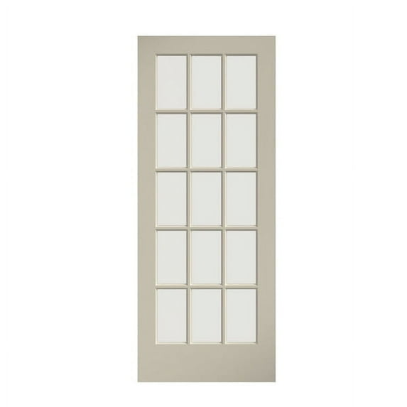 EightDoors 80" x 32" 15-Lite French Clear Glass White Prefinished Solid Wood Core Door