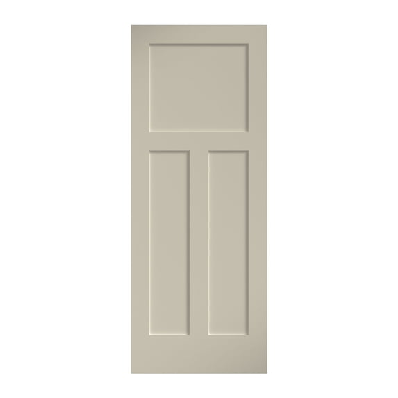 EightDoors 80" x 32" x 1-3/8" 3-Panel Craftsman Shaker White Primed Solid Wood Core Interior Slab Door