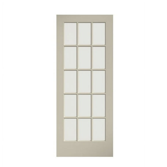 EightDoors 80" x 36" 15-Lite French Clear Glass White Prefinished Solid Wood Core Door
