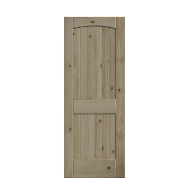 EightDoors 80" x 36" 2 Panel VGrooved Arch Top Knotty Pine Unfinished