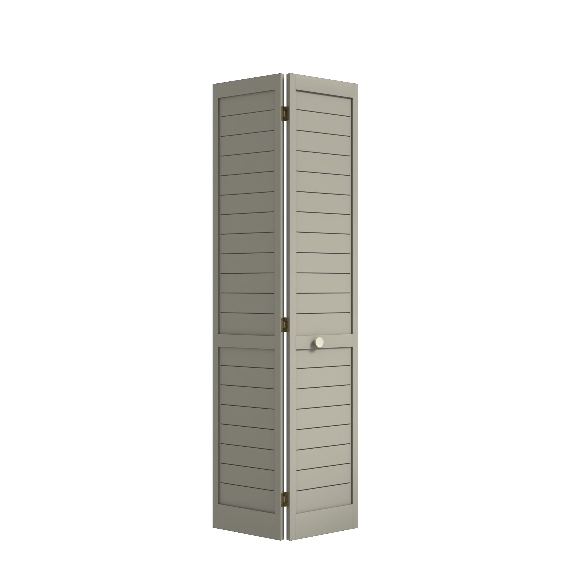 EightDoors 80" x 36" x 1" Flat Louver Grey Prefinished Pine Wood Interior Bifold Door with Hardware Included