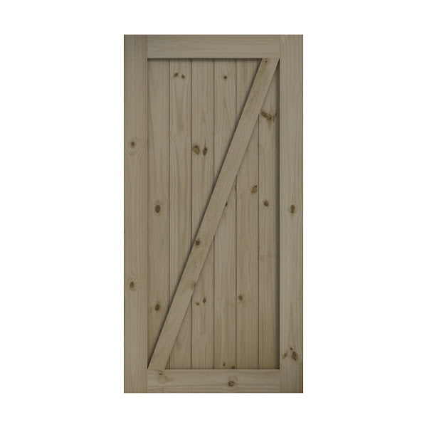 EightDoors 84" x 42" Z-Shape Knotty Pine Unfinished Solid Wood Core Barn Door