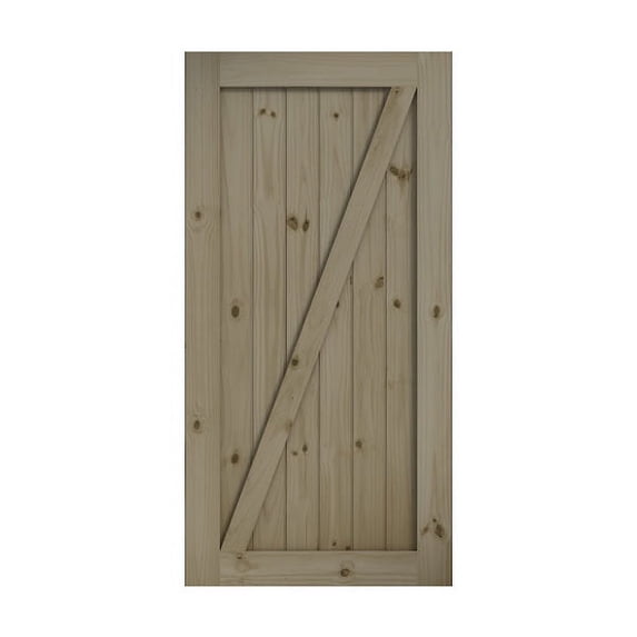 EightDoors 96" x 42" Z-Shape Knotty Pine Unfinished Solid Wood Core Barn Door