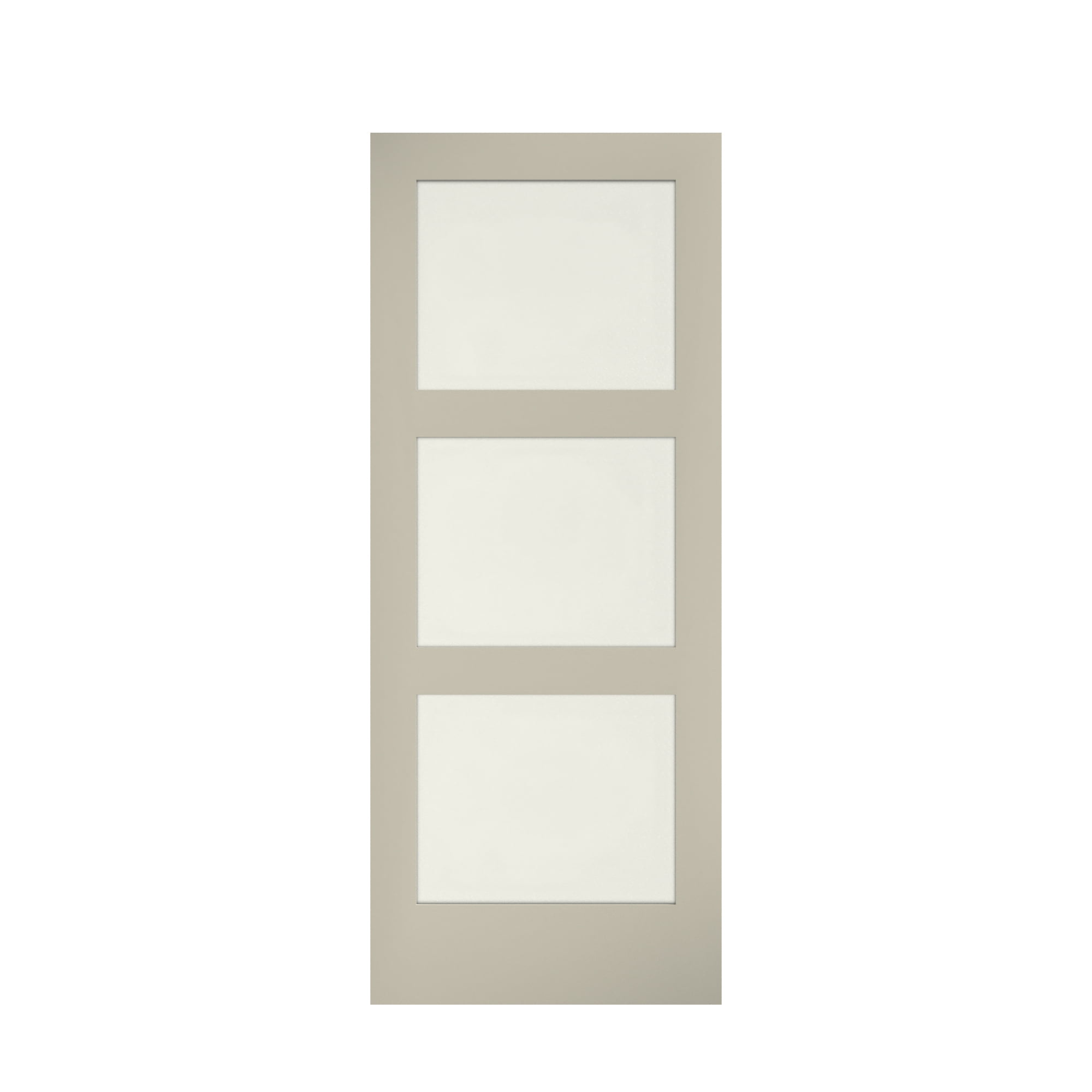 EightDoors 96" x 42" x 1-3/8" 3-Lite Frosted Glass White Prefinished Solid Wood Core Interior Barn Door