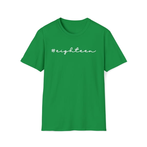 Eighteen, Gildan Unisex Softstyle T-Shirt, Minimalist Graphic Tee, S-3XL