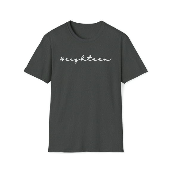 Eighteen, Gildan Unisex Softstyle T-Shirt, Minimalist Graphic Tee, S-3XL