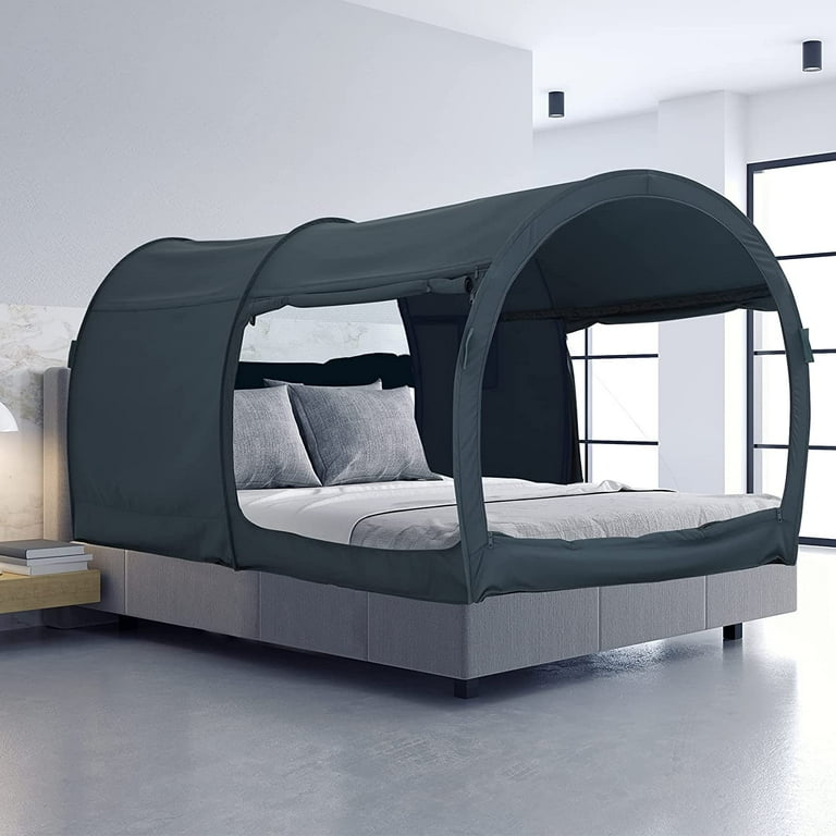 EighteenTek Privacy Bed Tent Pop Up Bed Canopy Sleeping Tent Full Size Charcoal Walmart