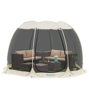 Eighteentek Screen House Mesh Tent Canopy Camping Tent Pop Up Sun Shade Shelter 12'X 12' Beige