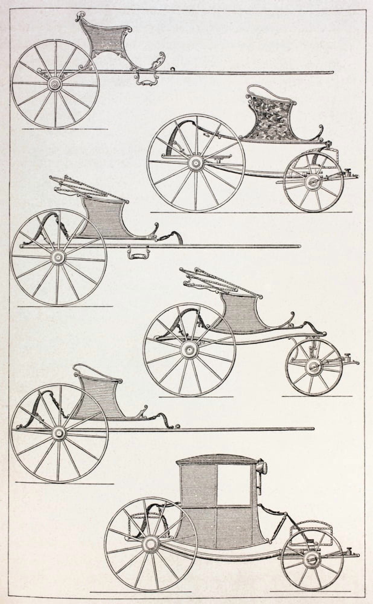 Eighteenth Century Light French Carriages From Xviii Siecle Institutions Usages Et Costumes Published Paris 1875 Canvas Art - Ken Welsh Design Pics (22 x 36)