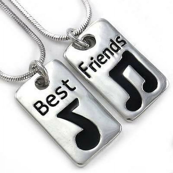 Eighth Note Best Friend Forever BFF Necklace Pendant Music Love Engraved Dog Tag