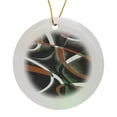 thumbnail image 1 of 3drose, Eighties Orange White Grey Line Curve Pattern on Black, Circle Porcelain Ornament, 1 of 7