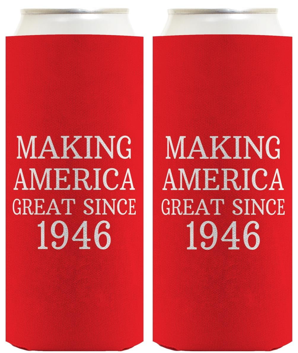 Eightieth Birthday Gifts Making America Great Since 1946 2-Pack Ultra Slim Can Thermocoolers