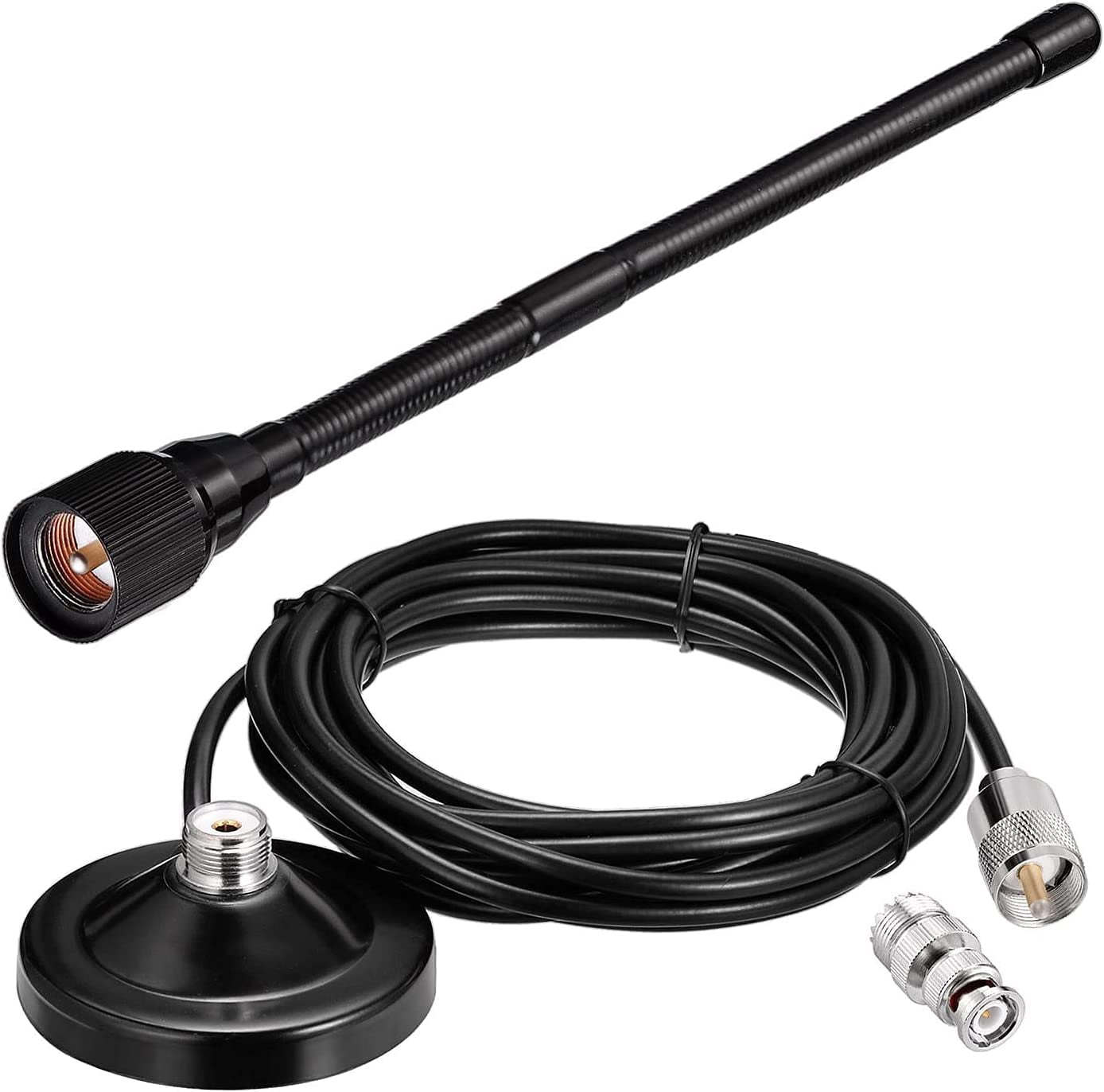 Eightwood 27MHz CB Radio Antenna Base Soft Whip PL259 BNC Male Compatible with Cobra