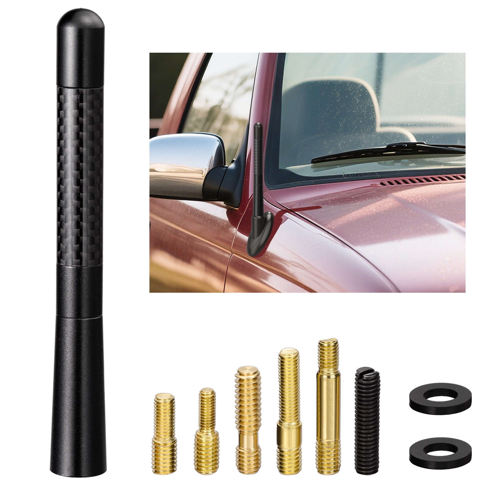 Eightwood Car Antenna Mast Carbon Fiber Truck Antenna Replacement for F150 Raptor F250 F350 F450 Super Duty,Dodge RAM 1500 2500 3500,Jeep