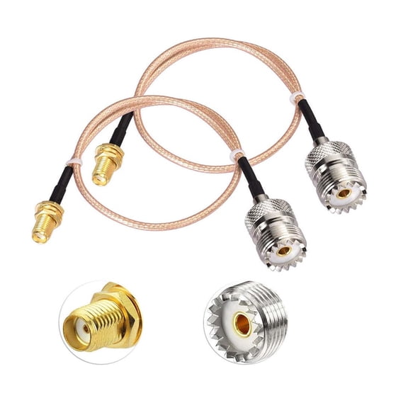Eightwood Coax UHF Female SO-239 to SMA Female Adapter Extension Cable RG316 12" Coaxial Cable for Baofeng CB Radio Handheld Walkie Talkie 2pcs