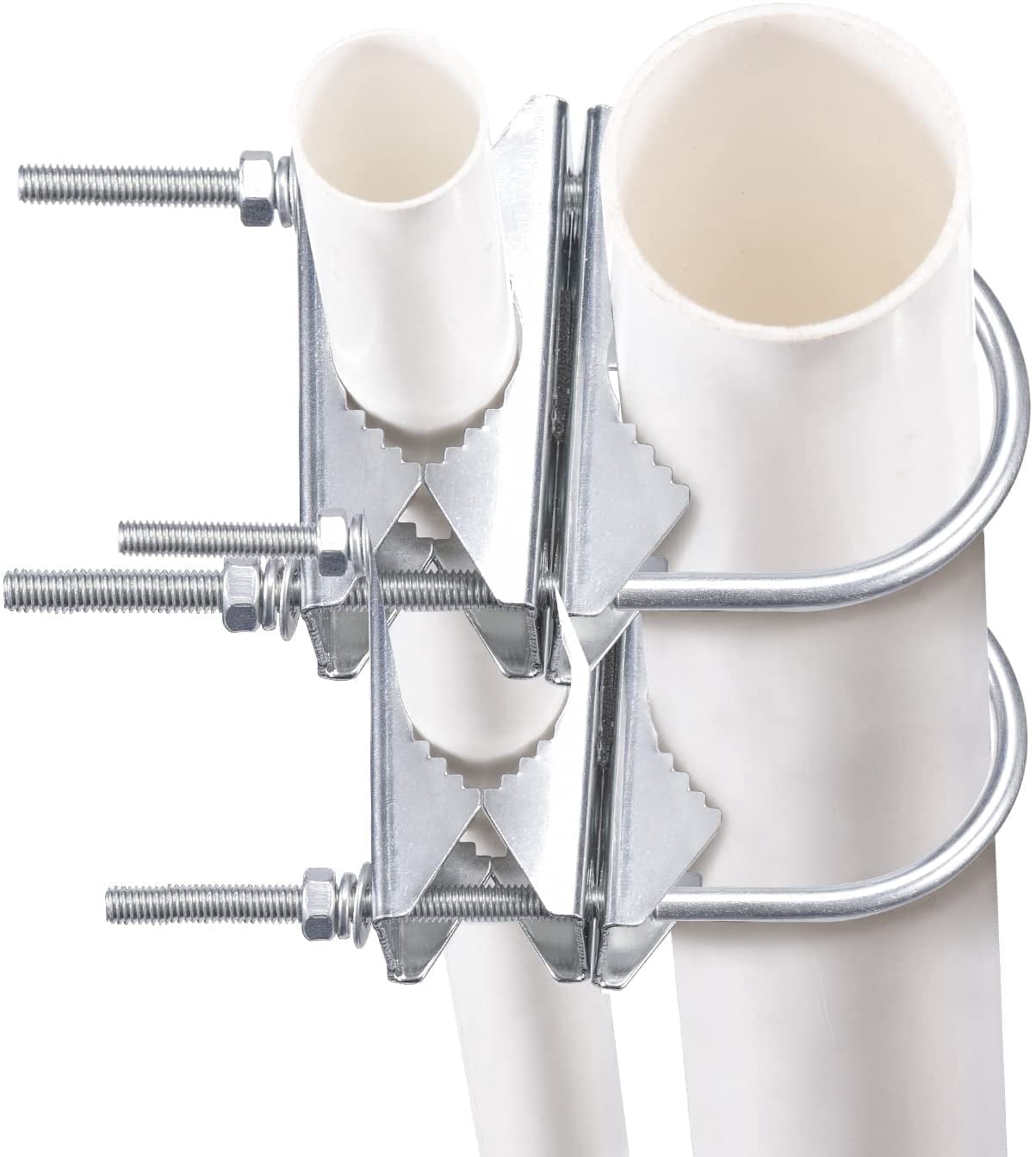 Eightwood Double Antenna Mast Clamp V-Jaw Bracket U Bolts Pipe Mounting Hardware 2 Sets for WiFi Antenna,Lora Antenna
