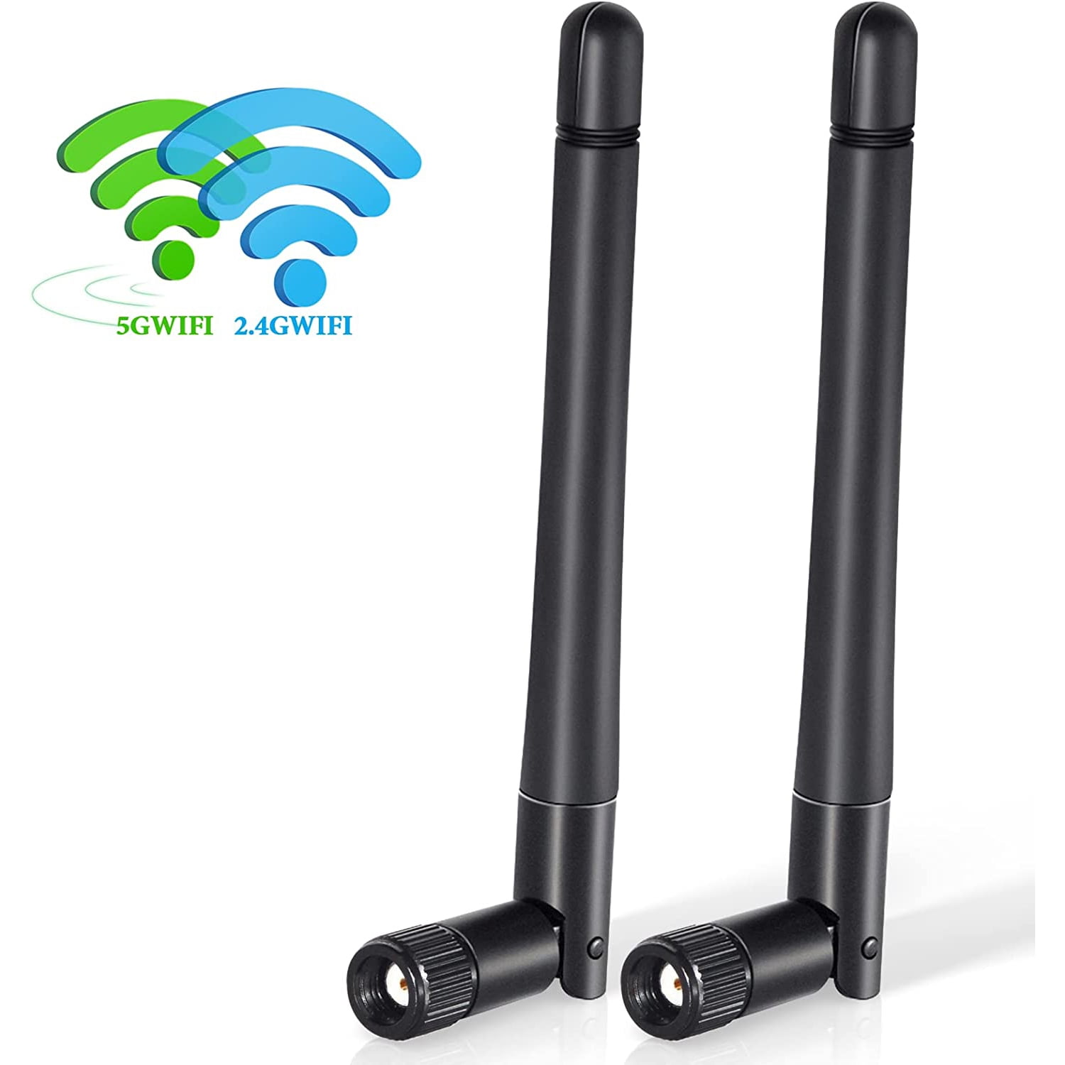 Antenne WiFi SMA Mâle Double Bande 6dBi 2.4GHz 5GHz 5.8GHz - Lot De 2