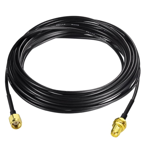 Eightwood RP-SMA Male to RP-SMA Female Bulkhead Mount RG174 Coaxial Cable 20 feet for Wireless Network WiFi Router Card USB Adapter Security IP Camera