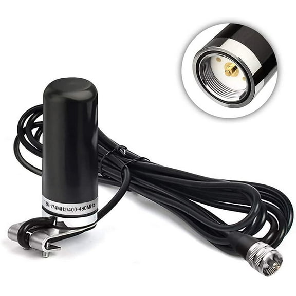Eightwood Vehicle Mobile Ham Radio Antenna Dual Band VHF UHF 136-174MHz 400-470MHz Amateur Radio Car Truck Lip Mount Fixed Bracket NMO Mount Low Profile Antenna with 5m 16.5 feet Cable
